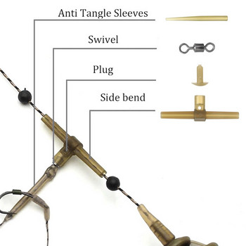 Carp Fishing Anti Tangle Sleeve Rubber Αλλαγή περιστρεφόμενης ουράς για Carp Leader Line Hair Rig Αξεσουάρ ειδών ψαρέματος