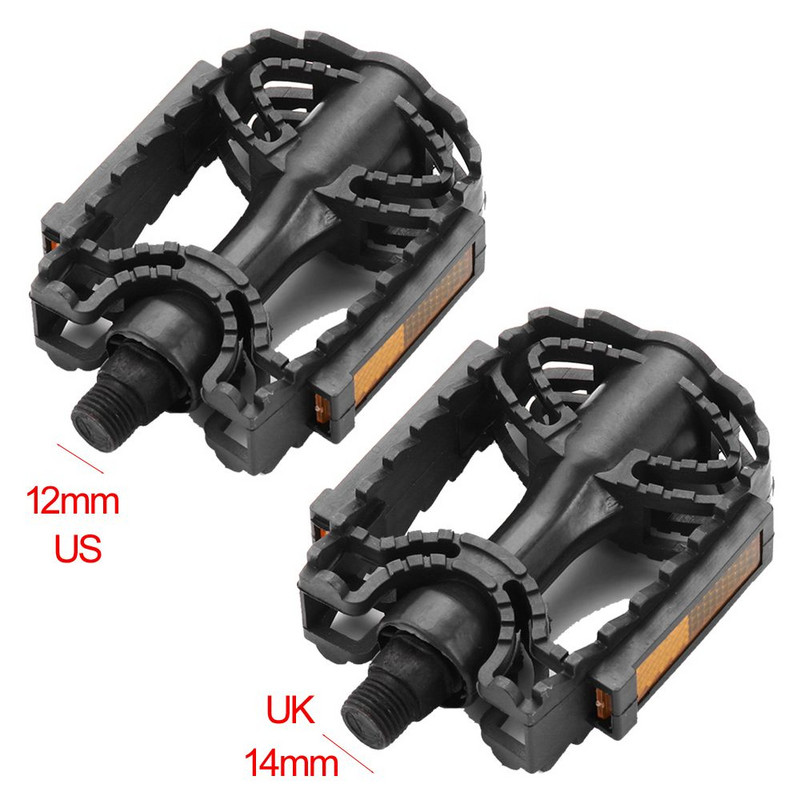 1 pereche Sport în aer liber reflectorizant BMX 14mm/12mm Mountain Bike Pedal Platformă Pedale Flats Pedale de bicicletă