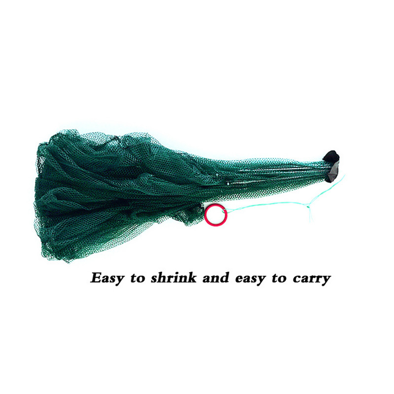 Sustiprintas 2–12 skylių automatinis žvejybos tinklas krevečių narvas nailoninis sulankstomas žuvų gaudyklė, užmetamas tinklas.