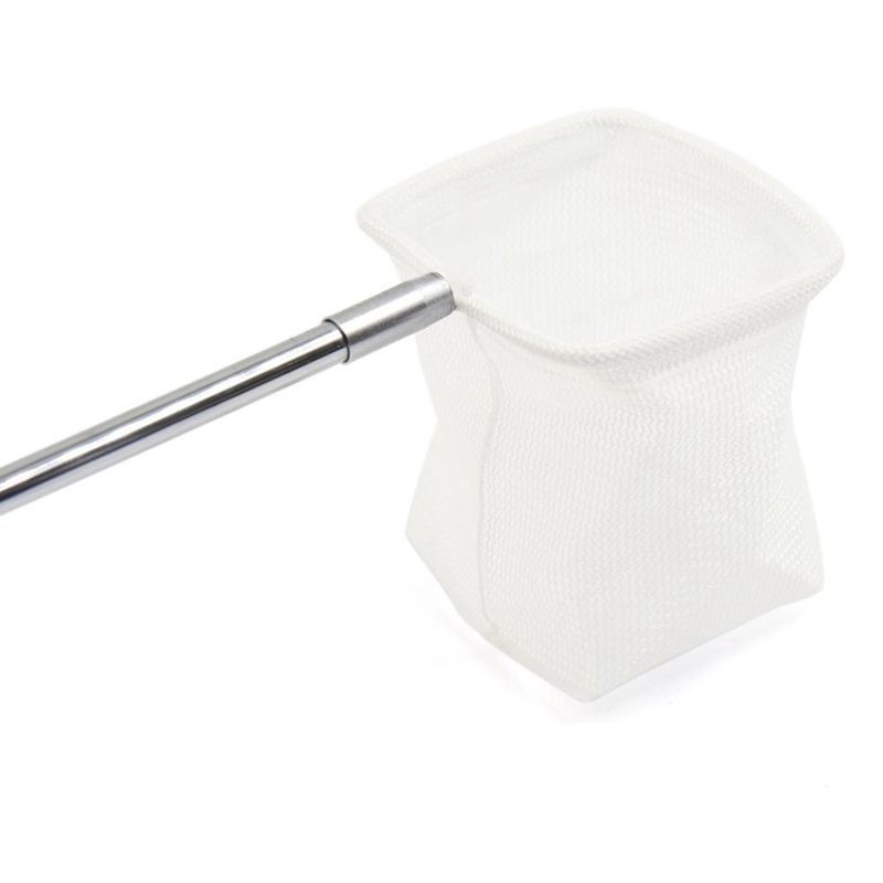 Rozsdamentes acél, meghosszabbítható fogantyú, akváriumi halak garnélarák lefölöző háló négyzet