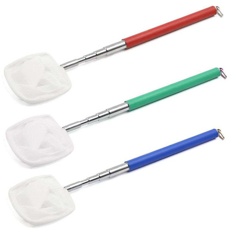 Rozsdamentes acél, meghosszabbítható fogantyú, akváriumi halak garnélarák lefölöző háló négyzet