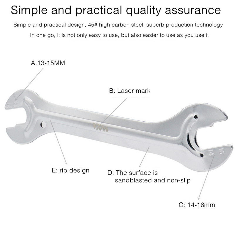 VXM jalgrattaparandustööriistad 13/15mm+14/16mm jalgratta rummu koonusvõti süsinikterasest jalgrattapeakomplekt Mutrivõti rattaparandustööriistad