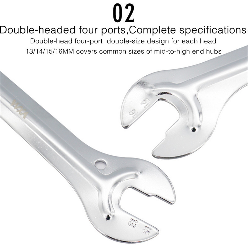 VXM jalgrattaparandustööriistad 13/15mm+14/16mm jalgratta rummu koonusvõti süsinikterasest jalgrattapeakomplekt Mutrivõti rattaparandustööriistad