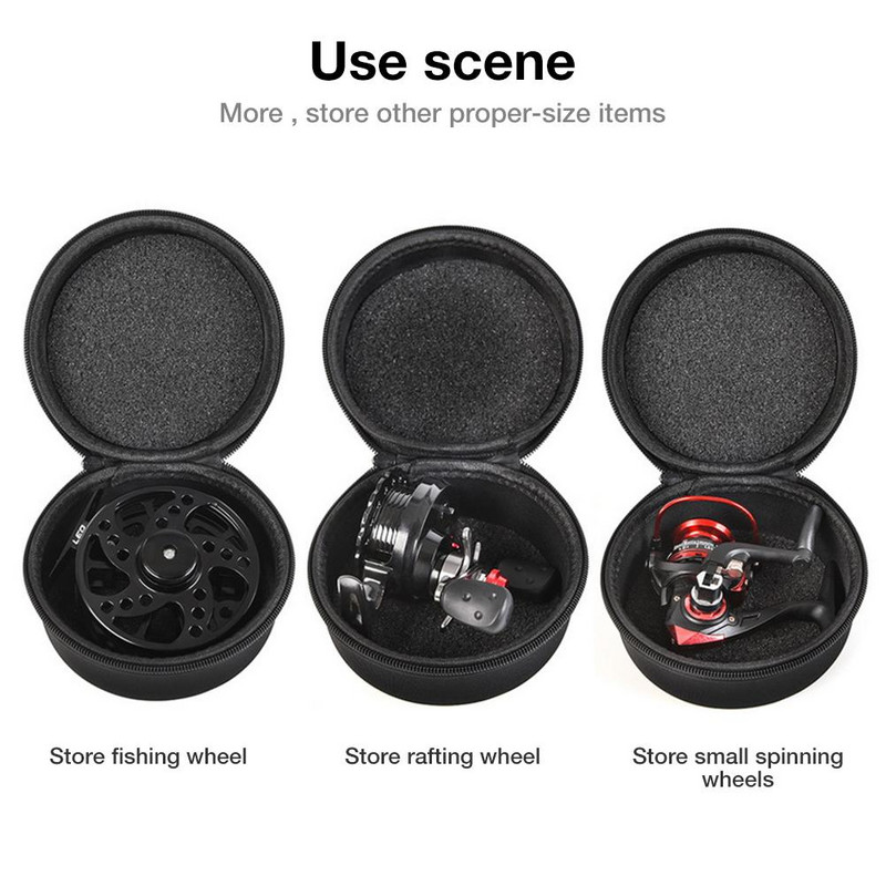 Geantă de pescuit rezistentă la apă, 12 cm, husă pentru mulinetă de pescuit, rotundă, EVA, capac de protecție dur, husă de depozitare, rezistentă la șocuri.