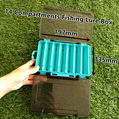 12 14 Διαμερίσματα Fishing Lure Box Διπλής όψεως μεγάλης χωρητικότητας σκληρά δολώματα κουτιά ψαρέματος διπλής στρώσης