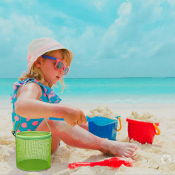 Детска мрежеста чанта за съхранение на черупки Плажна триизмерна кръгла кофа с пясък Играчка Довършителна колекция чанта Мрежеста детска чанта за малки деца