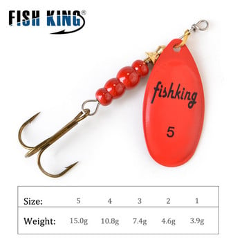 FISH KING Spinner Bait 3.9g 4.6g 7.4g 10.8g 15g Въртящи се спинери Spoon Lures Щука Метални с високи куки Риболовна примамка