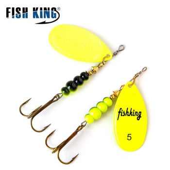 FISH KING Spinner Bait 3.9g 4.6g 7.4g 10.8g 15g Въртящи се спинери Spoon Lures Щука Метални с високи куки Риболовна примамка