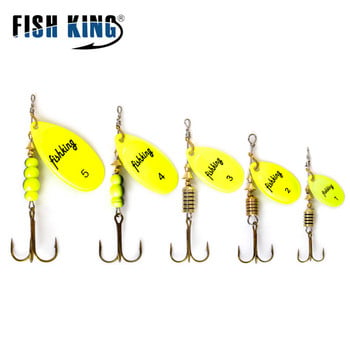 FISH KING Spinner Bait 3.9g 4.6g 7.4g 10.8g 15g Въртящи се спинери Spoon Lures Щука Метални с високи куки Риболовна примамка