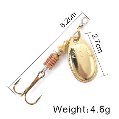 FISH KING pergetőcsali 3,9 g 4,6 g 7,4 g 10,8 g 15 g forgó pergető kanál csalik csuka fém hármas horgokkal horgászcsali