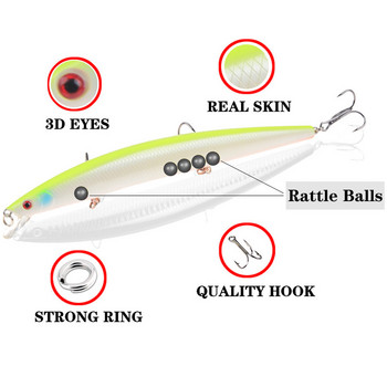 Най-продавани 1 бр. 18 см 24 г голяма дълга риба Minnow примамка за морски риболов 3D очи Силни куки примамки за морски риболов