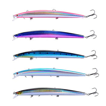 Най-продавани 1 бр. 18 см 24 г голяма дълга риба Minnow примамка за морски риболов 3D очи Силни куки примамки за морски риболов