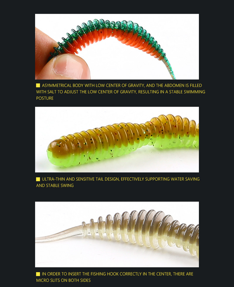 Supercontinent worm bait pehme sööt Tanta 40mm 63mm kalapüügi landid Lõhn sooladega Pehme silikoonist püügilant Tasuta kohaletoimetamine