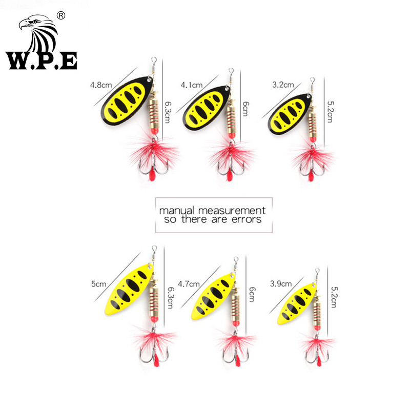 WPE Brand Spinner Lure 1τμχ 6,5g/10g/13,5g 22 χρώμα με Treble Hook Metal Spoon Lure Hard Fishing Lure Fishing Tackle Bait