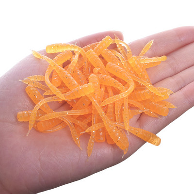 50 vnt. Smell Red Worm minkštas masalas Lifelike Simulation Žūklės masalas 45mm Dirbtinis krevečių skonio silikoninis masalas Bass Fishing Takcle