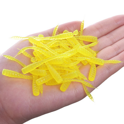 50 vnt. Smell Red Worm minkštas masalas Lifelike Simulation Žūklės masalas 45mm Dirbtinis krevečių skonio silikoninis masalas Bass Fishing Takcle