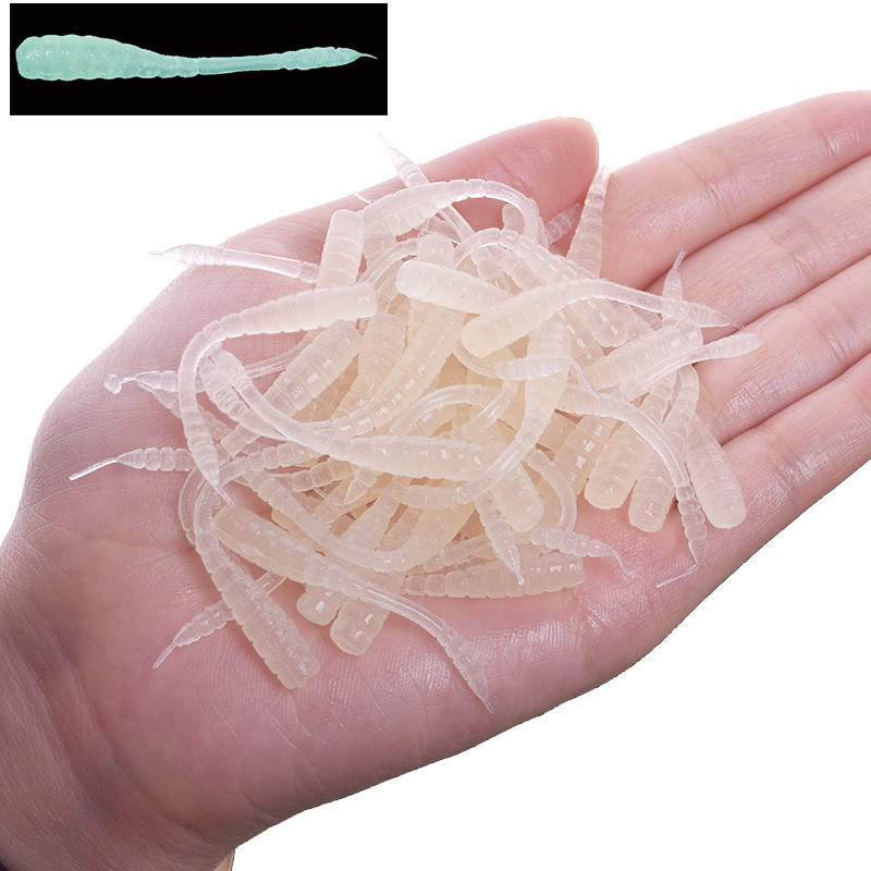 50 vnt. Smell Red Worm minkštas masalas Lifelike Simulation Žūklės masalas 45mm Dirbtinis krevečių skonio silikoninis masalas Bass Fishing Takcle