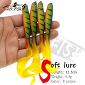 WALK FISH 4BUC Jigging Wobblers Naluca de pescuit 12.5cm 5.5g Shad T-tail momeală moale Naluci artificiale din silicon Pescuit la stiuca