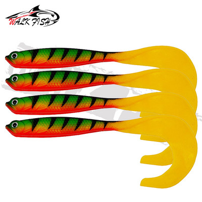 WALK FISH 4BUC Jigging Wobblers Naluca de pescuit 12.5cm 5.5g Shad T-tail momeală moale Naluci artificiale din silicon Pescuit la stiuca