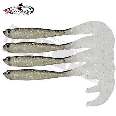WALK FISH 4BUC Jigging Wobblers Naluca de pescuit 12.5cm 5.5g Shad T-tail momeală moale Naluci artificiale din silicon Pescuit la stiuca