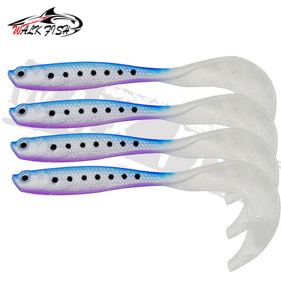 WALK FISH 4BUC Jigging Wobblers Naluca de pescuit 12.5cm 5.5g Shad T-tail momeală moale Naluci artificiale din silicon Pescuit la stiuca