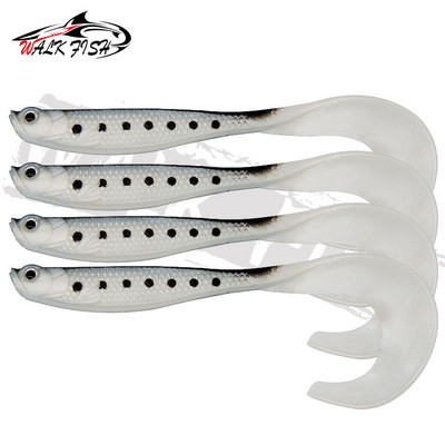 WALK FISH 4BUC Jigging Wobblers Naluca de pescuit 12.5cm 5.5g Shad T-tail momeală moale Naluci artificiale din silicon Pescuit la stiuca