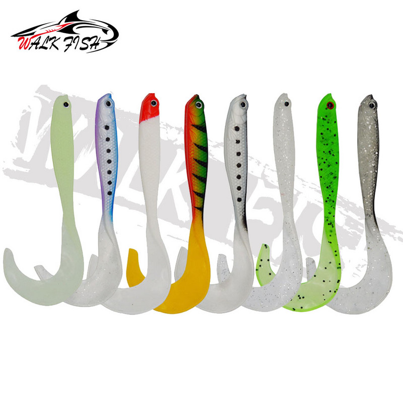 WALK FISH 4BUC Jigging Wobblers Naluca de pescuit 12.5cm 5.5g Shad T-tail momeală moale Naluci artificiale din silicon Pescuit la stiuca