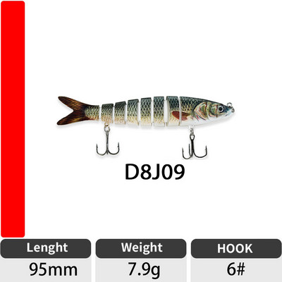 ODS 140mm 30g Naluci de pescuit Wobblers de scufundare Naluci de pescuit Crankbait Swimbait 8 segmente Momeală artificială tare pentru momeli de pescuit