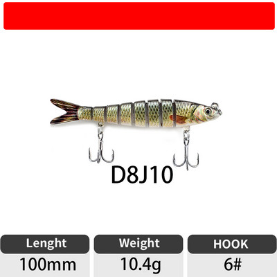 ODS 140mm 30g Naluci de pescuit Wobblers de scufundare Naluci de pescuit Crankbait Swimbait 8 segmente Momeală artificială tare pentru momeli de pescuit