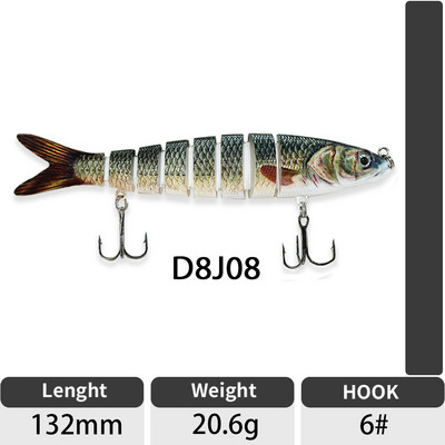 ODS 140mm 30g Naluci de pescuit Wobblers de scufundare Naluci de pescuit Crankbait Swimbait 8 segmente Momeală artificială tare pentru momeli de pescuit