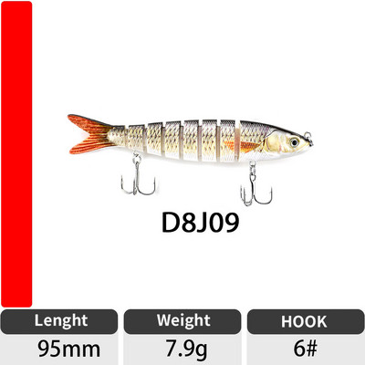 ODS 140mm 30g Naluci de pescuit Wobblers de scufundare Naluci de pescuit Crankbait Swimbait 8 segmente Momeală artificială tare pentru momeli de pescuit