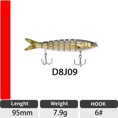 ODS 140mm 30g Naluci de pescuit Wobblers de scufundare Naluci de pescuit Crankbait Swimbait 8 segmente Momeală artificială tare pentru momeli de pescuit