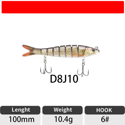 ODS 140mm 30g Naluci de pescuit Wobblers de scufundare Naluci de pescuit Crankbait Swimbait 8 segmente Momeală artificială tare pentru momeli de pescuit