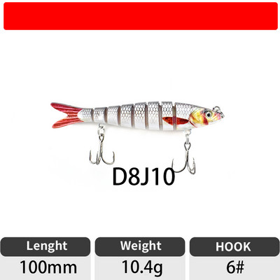 ODS 140mm 30g Naluci de pescuit Wobblers de scufundare Naluci de pescuit Crankbait Swimbait 8 segmente Momeală artificială tare pentru momeli de pescuit