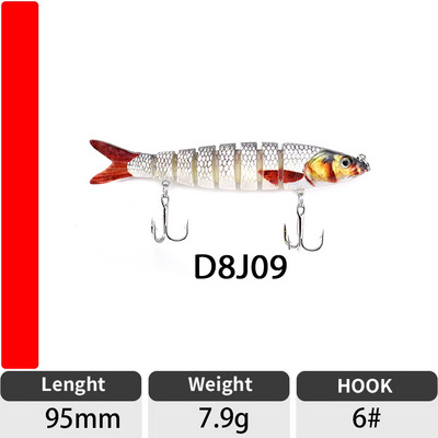 ODS 140mm 30g Naluci de pescuit Wobblers de scufundare Naluci de pescuit Crankbait Swimbait 8 segmente Momeală artificială tare pentru momeli de pescuit