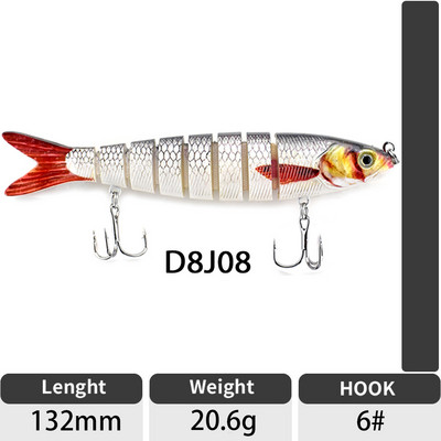 ODS 140mm 30g Naluci de pescuit Wobblers de scufundare Naluci de pescuit Crankbait Swimbait 8 segmente Momeală artificială tare pentru momeli de pescuit