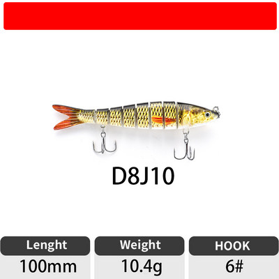 ODS 140mm 30g Naluci de pescuit Wobblers de scufundare Naluci de pescuit Crankbait Swimbait 8 segmente Momeală artificială tare pentru momeli de pescuit