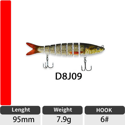 ODS 140mm 30g Naluci de pescuit Wobblers de scufundare Naluci de pescuit Crankbait Swimbait 8 segmente Momeală artificială tare pentru momeli de pescuit