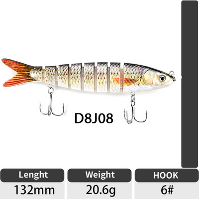 ODS 140mm 30g Naluci de pescuit Wobblers de scufundare Naluci de pescuit Crankbait Swimbait 8 segmente Momeală artificială tare pentru momeli de pescuit