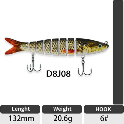 ODS 140mm 30g Naluci de pescuit Wobblers de scufundare Naluci de pescuit Crankbait Swimbait 8 segmente Momeală artificială tare pentru momeli de pescuit