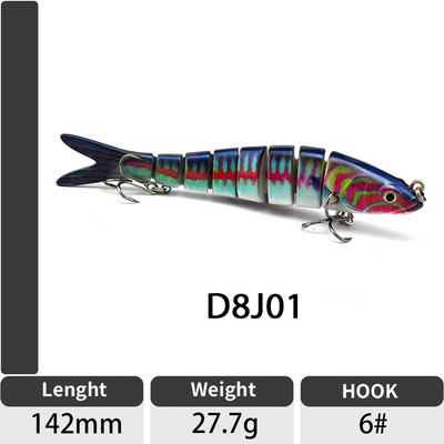 ODS 140mm 30g Naluci de pescuit Wobblers de scufundare Naluci de pescuit Crankbait Swimbait 8 segmente Momeală artificială tare pentru momeli de pescuit