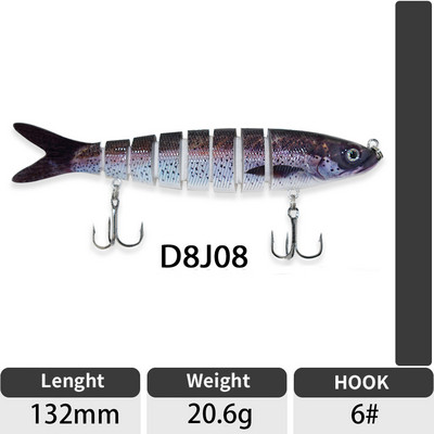 ODS 140mm 30g Naluci de pescuit Wobblers de scufundare Naluci de pescuit Crankbait Swimbait 8 segmente Momeală artificială tare pentru momeli de pescuit
