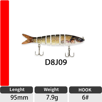 ODS 140mm 30g Naluci de pescuit Wobblers de scufundare Naluci de pescuit Crankbait Swimbait 8 segmente Momeală artificială tare pentru momeli de pescuit