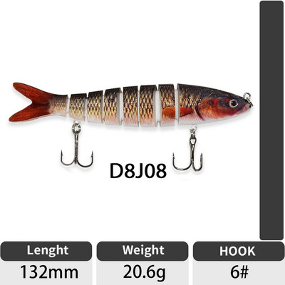 ODS 140mm 30g Naluci de pescuit Wobblers de scufundare Naluci de pescuit Crankbait Swimbait 8 segmente Momeală artificială tare pentru momeli de pescuit