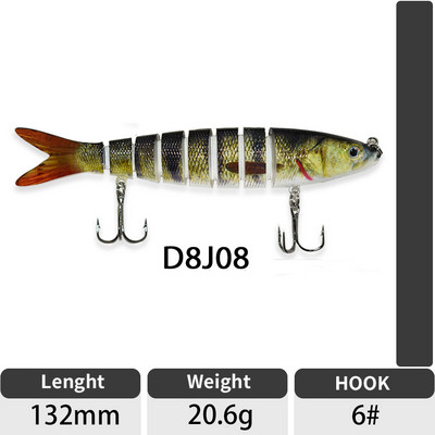 ODS 140mm 30g Naluci de pescuit Wobblers de scufundare Naluci de pescuit Crankbait Swimbait 8 segmente Momeală artificială tare pentru momeli de pescuit