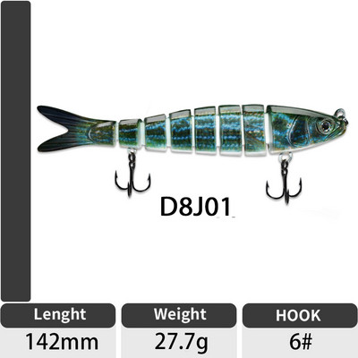 ODS 140mm 30g Naluci de pescuit Wobblers de scufundare Naluci de pescuit Crankbait Swimbait 8 segmente Momeală artificială tare pentru momeli de pescuit