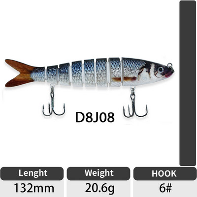 ODS 140mm 30g Naluci de pescuit Wobblers de scufundare Naluci de pescuit Crankbait Swimbait 8 segmente Momeală artificială tare pentru momeli de pescuit