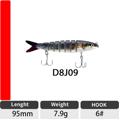 ODS 140mm 30g Naluci de pescuit Wobblers de scufundare Naluci de pescuit Crankbait Swimbait 8 segmente Momeală artificială tare pentru momeli de pescuit