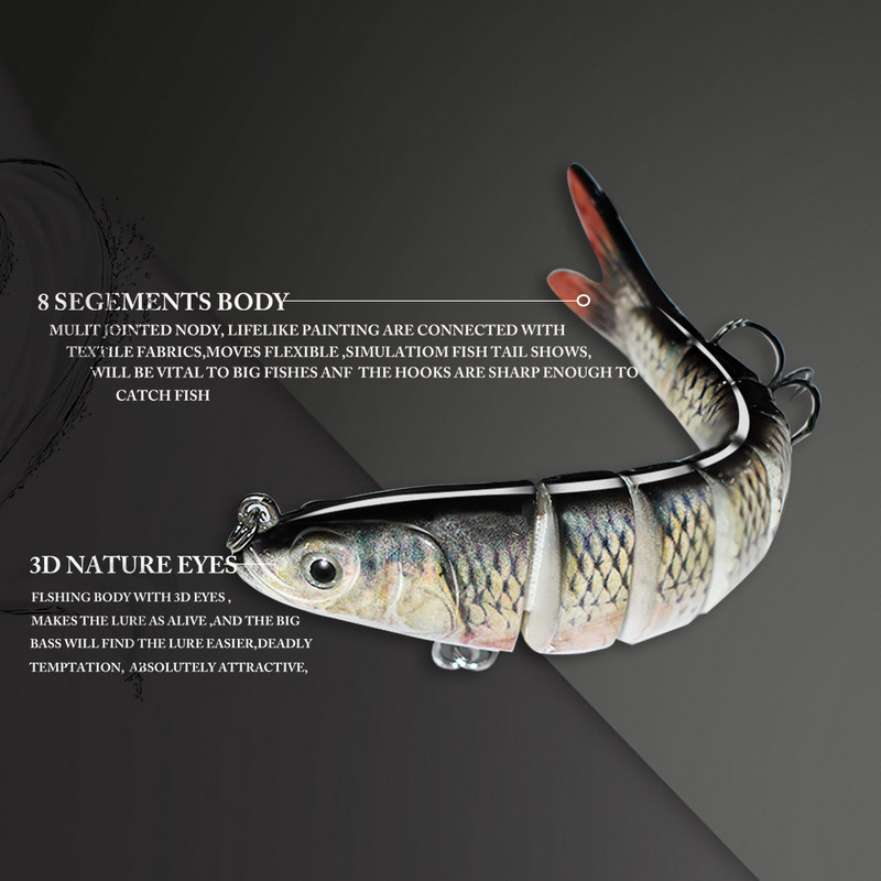 ODS 140mm 30g Naluci de pescuit Wobblers de scufundare Naluci de pescuit Crankbait Swimbait 8 segmente Momeală artificială tare pentru momeli de pescuit