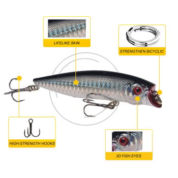 Whopper Plopper 9cm 11.5g TopWater Popper Риболовна примамка Воблери с твърда стръв Въртящи се риболовни принадлежности с мека опашка